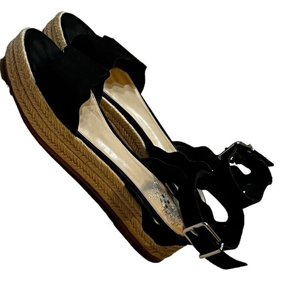 Vince Camuto Women's Espadrille Wedge Sandal Sueded Black Summer 8.5 (39) 8 1/2M - Picture 10 of 14
